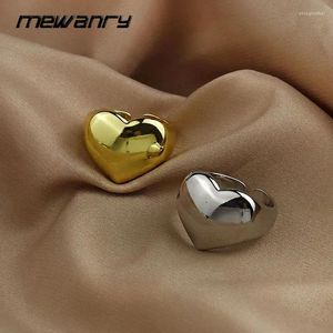 Cluster Rings Mewanry Minimalist Silver Color Smooth Love Heart For Women Couples Trendy Classic Anniversary Jewelry Accessories Gifts