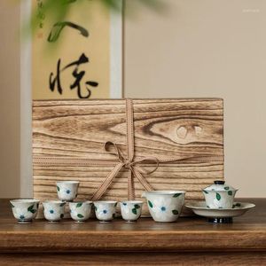 Teaware set Pure Hand-Painted Ink Bamboo Wenting Pot Ceramic Tea Set Hushåll Bollhål Filter liten tekanna Enkel brygger