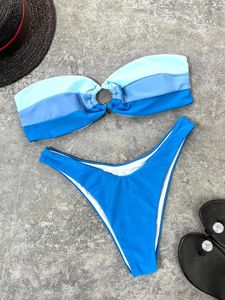Kobiety stroje kąpielowe seksowne splicing bandeau w połowie bikini kobiety żeński kostium kąpielowy Zestaw Bather Bathing Suit Swim Lady K3769