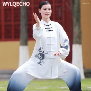 Roupas étnicas Adulto Tai Chi Uniformes Silk-Wushu Terno Tradicional Chinês Homens Mulheres Artes Marciais Wing Chun Tang Ternos