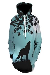 new animal hoodies men women Moon Howling Wolf printed hoodies Unisex hooded coat for autumn and winter4364748