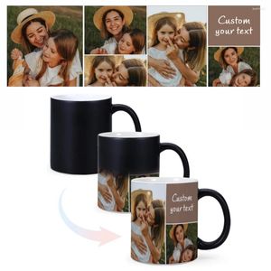 Canecas 11oz cor mudando caneca cerâmica personalizada po sublimação magia negra café sensível ao calor