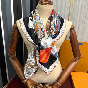 Classic Letter brand scarves Fashion Designer Silk scarf for women spring summer luxury VV Twill Silk scarves cartoon pattern decorative wraps Gift style 5A quality