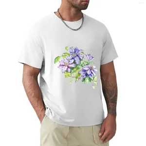 Herren-Poloshirts, Blumen, Aquarell-Illustration, T-Shirt, Jungen, Weiße, Schwergewichte, Plus-Size-Tops, Herren-Grafik-T-Shirts, lustig