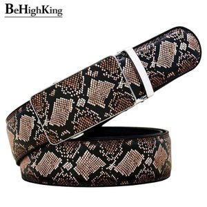 Belts Leisure genuine belt unisex luxury simulation khaki color fine grain snake pattern automatic buckle denim belt gift Q240401