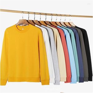 Mulheres Hoodies Moletons Mulheres Casual Cor Sólida Solta Moletom 2023 Outono Moda Senhoras Plus Size Algodão Plover Feminino Oversiz Dhkuz