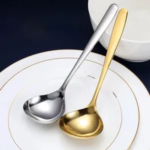 Spoons 1Pc Extended Handle Korean Style Stainless Steel Soup Spoon Tablespoon With Big Head Ladle
