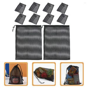 Sacos de lavanderia 10 Pcs Beam Port Multi-purpose Mesh Drawstring Bag para uso doméstico esportes de poliéster