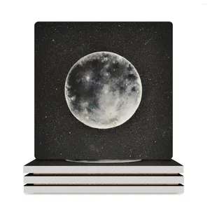 Tapetes de mesa preto e cinza lua cheia porta-copos de cerâmica (quadrado) porta-copos de chá personalizado de natal