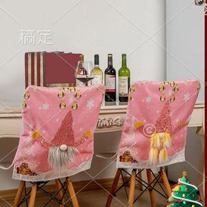 Capas de cadeira acendem protetor de cadeiras gnome sem rosto macio com rosa colorido para banquete de natal cozinha decoração de sala de jantar