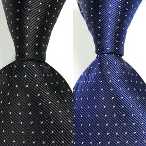 Papillon Classico Punto Blu Cravatta Nera TESSUTO JACQUARD Seta 8 cm Cravatta da uomo Business Festa di nozze Collo formale