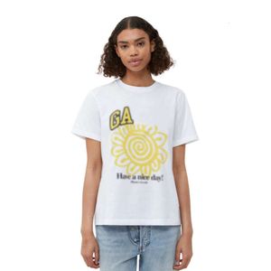 Designer ga nni skjortor 24ss kvinnor t shirt strand tees mångsidiga härliga blommor färgglada har en trevlig dag tryck rund hals casual lös pullover kort hylsa t-shirt