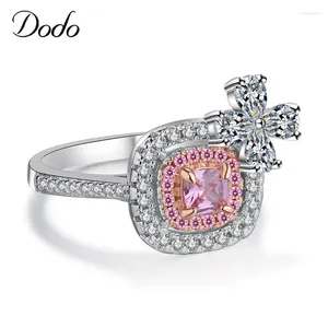 Cluster Rings Unique Large Pink Cubic Zirconia Bow 925 Sterling Silver Jewelry Anel Anillos Mujer Couple For Women Wedding JZ227