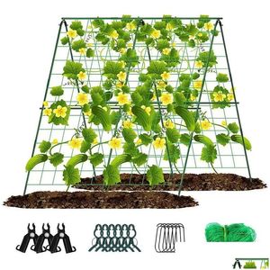 Bird Cages Supports Foldable Cucumber Trellis Garden Set Detachable Climbing Clips For Plants Vine Outdoor Plant Flowers Drop Delivery Dhund