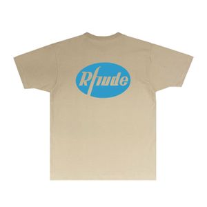 RhudeブランドTシャツメンズデザイナーTシャツレディースコットン服RH090ホワイトホースプリント短袖TシャツトレンディファッションサイズS-XXL