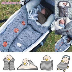 Koce Baby Baby Borted Knitted Born Swaddle Wrap Soft Infant Sleep Bag Footmuff Bawełniane rzeczy cochecitos