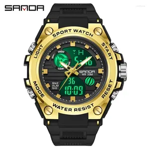 Wristwatches SANDA 739 Electronic Watch 2024 Fashion Trendy Design Men Watches Mode Sports Analog Digital Display For Male Hand Clock