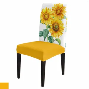 Chair Covers Sunflower Leaf Flower Plant Cover Stretch Elastic Dining Room Slipcover Spandex Case For Office