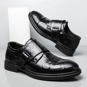 Casual Shoes Leather For Men Black Classic Slip-on Soft Bottom Pointed Men's Driving Business Loafers