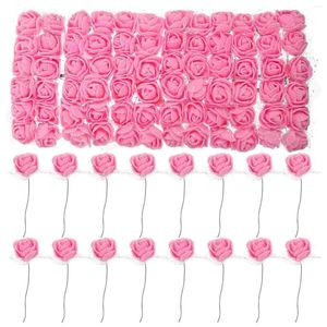 Flores decorativas 144 Pcs Mini Cabeça de Rosa Rosas Artificiais Decoração Decorar Flor Falso DIY Noiva