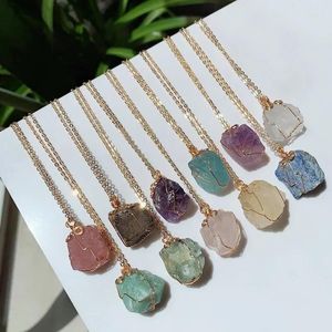 Pendant Necklaces 10PCS/bag Natural Crystal Stone Necklace Wire Wrapped Rock Quartz Amethysts Citrines Fluorite For Women