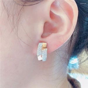 Dangle Earrings Ethnic Style 585 Purple Gold For Women Exquisite Diamond Square Smooth Plated 14K Rose Earings Buckle Jewelry