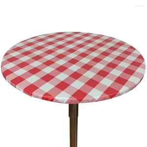 Table Cloth Tablecloth Round Plaid Cover Waterproof Oilproof With Elastic Edged Fashion Dining Decor Coffee Pad