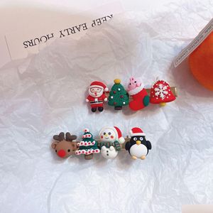 Haarspangen Haarspangen Weihnachten Niedliche Cartoon-Haarspangen Weihnachtsmann Haarnadel Schmuck Schneemann Ins Mädchen Side Slip Clip Pony Lady In Bk Dhouy