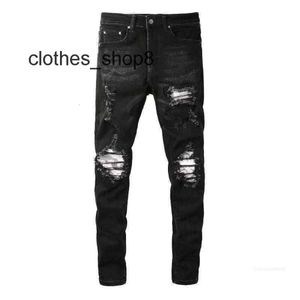 Denim amiirs calças de brim designer homem outono 2024 verão novo remendo quebrado moda high street slp fino ajuste masculino cfpj