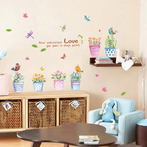 Wall Stickers Decoration Girls DIY Removable Sticker Home Kids Bedroom Living Room Cartoon Bonsai PVC Self Adhesive Accessory