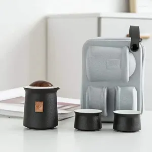 Teaware Sets Portable Travel Tea Set Ceramic Mini One Pot Two Cups Car Outdoor Water Separation Gaiwan