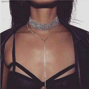 Pendant Necklaces Bundled necklace full diamond hot water diamond necklace luxurious crystal gemstone necklace sparkling necklace fashionable long chain jewelr