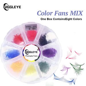 10D Premade Volume Colored Eyelash Extension Mixed Tray Fans D Curl Lash Fans Pointed Handmade Promade Loose Fan Thin Base 240320