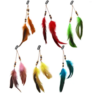 Decorazione per feste 6 pezzi Piuma lunga Fermaglio per capelli Forcina per donna Fascia per estensione Piume Accessori stile etnico bohemien Gioielli