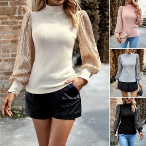 Women's Knits Half-high Neck Long Sleeves Sequin-panelled Knitted Top