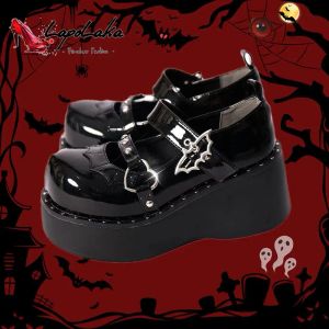 Stivali in metallo pipistrello piattaforma di decorazione amore hot girl y2k sottocultura mary jane scarpe da donna