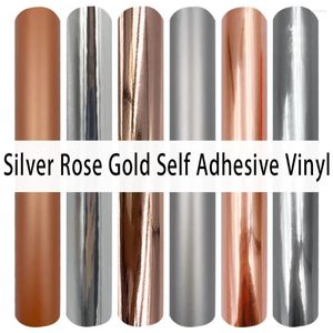 Window Stickers 6pcs Rose Gold Silver Series Adhesive Craft Waterproof 12"x10" Bundle For Cricut Cameo Decal Signs Party Decor Sticker