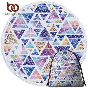 Arazzi BeddingOutlet Telo mare nativo con zaino con coulisse Elegante coperta rotonda geometrica Tappetino da yoga acquerello da bagno