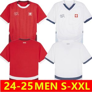 2024 Euro Switzerland Soccer Jerseys ELVEDI AKANJI ZAKARIA SOW RIEDER EMBOLO SHAQIRI 24 25 Football shirts SWISS home away Uniforms