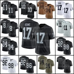 17 Davante Adams Camisa de futebol Maxx Crosy Aidan O'Connell Charles Woodson Robert Spillane Hunter Renfrow Bo Jackson Jakobi Michael Mayer Jimmy Garoppolo