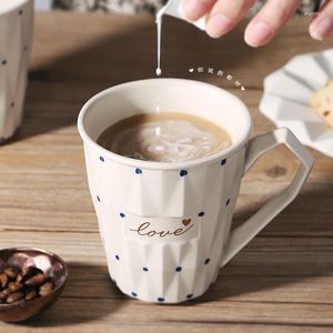 Tazze Tazza in ceramica coreana in rilievo Tazza geometrica creativa con superficie tagliata a rombo Tazza per caffè Tè pomeridiano al latte