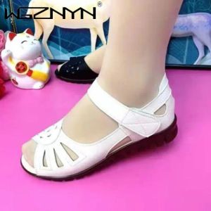 Сандалии Flat Women Sandals Summer Shoes for Women Pu Кожаная кожаная матерью обувь