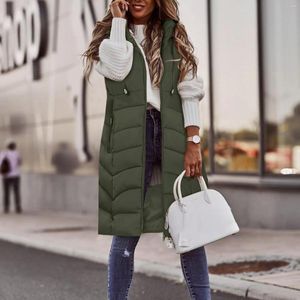 Feminino para baixo outono inverno algodão sem mangas colete feminino senhoras casual jaqueta longa fino ajuste quente puffer parkas casaco 4