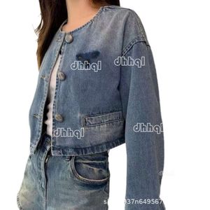 Final alto estilo americano único e super bonito idade reduzindo pequena estatura jaqueta jeans curta para mulher no outono t camisa