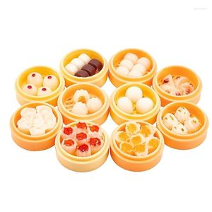 Keychains 10Pcs Mini Food Keychain Steamed Stuffed Bun Cute Delicious Key Ring For Phone And Bag Decoration Durable