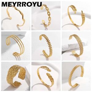 Kette MEYRROYU 316 Edelstahl Breites unregelmäßiges Armband Geeignet für Damenmode Neuankömmling Schmuck Party Retro Geschenk Bijoux Accessoires Q240401