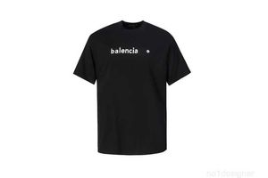 Designer B Family 23 New Email Style Black Background White Print Pure Cotton Ribbed Collar Casual Loose Unisex T-shirt Q5QT