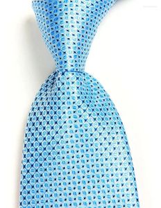 Bow Ties Classic Dot Blue Silver Tie JACQUARD WOVEN Silk 8cm Men's Necktie Business Wedding Party Formal Neck