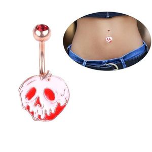 Navel Bell Button Rings Stainless Steel Barbell Drip Oil Pumpkin Head Skl Dangle Rose Gold Navel Belly Button Rings Body Piercing Je Ottvk