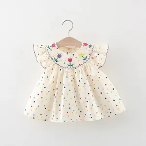 Sukienki dla dziewcząt Dziewczyny Summer Princess Flower Dot Sukienka dla niemowląt 73-100 mody dzieci ubranie 90% bawełniane cudowne